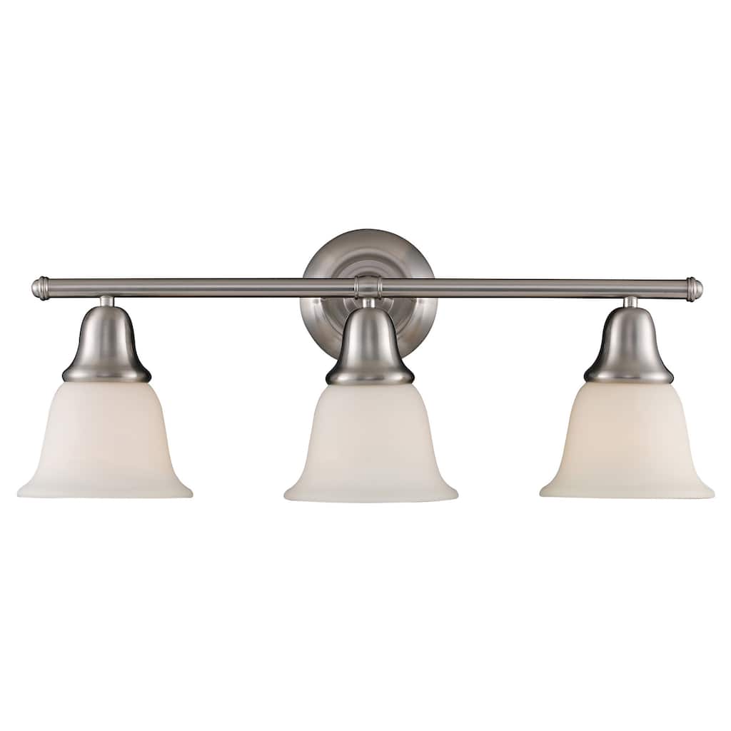 Elk Home Berwick Brushed Nickel With White Glass 3 Light Vanity Light