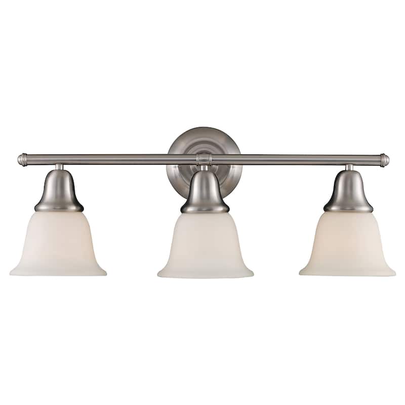 Elk Home Berwick Brushed Nickel With White Glass 3 Light Vanity Light