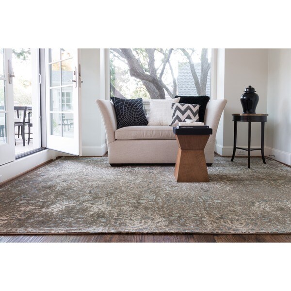Transitional Dark Taupe Multi Vintage Glam Rug - 9'2 x 12'2