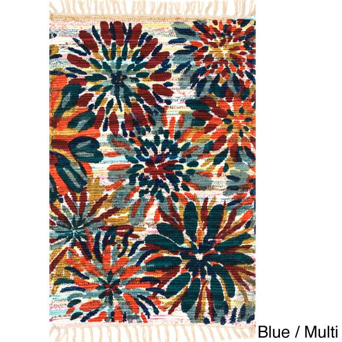 Alexander Home Hand Woven Maria Cotton Daisy Rug - 1'8" x 3' - Ivory/Multi