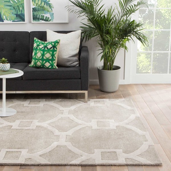 Bronx Handmade Trellis Silver/ Beige Area Rug - 2' x 3'