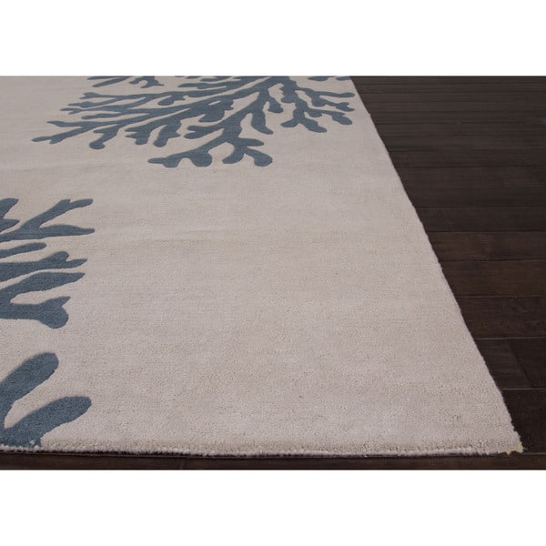 Contemporary Coastal Pattern Blue/Ivory Wool Area Rug (2x3) - 2' x  3'/Surplus - Bed Bath & Beyond - 11351074