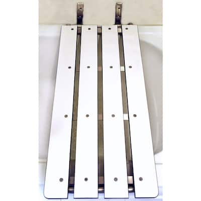 CSI Bathware 33 in. W x 15 in. D Swing Down Tub Seat with White Phenolic Slats
