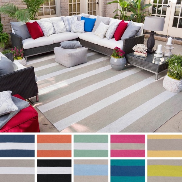 Hand-Woven Shelley Stripe Pattern Indoor/Outdoor Area Rug