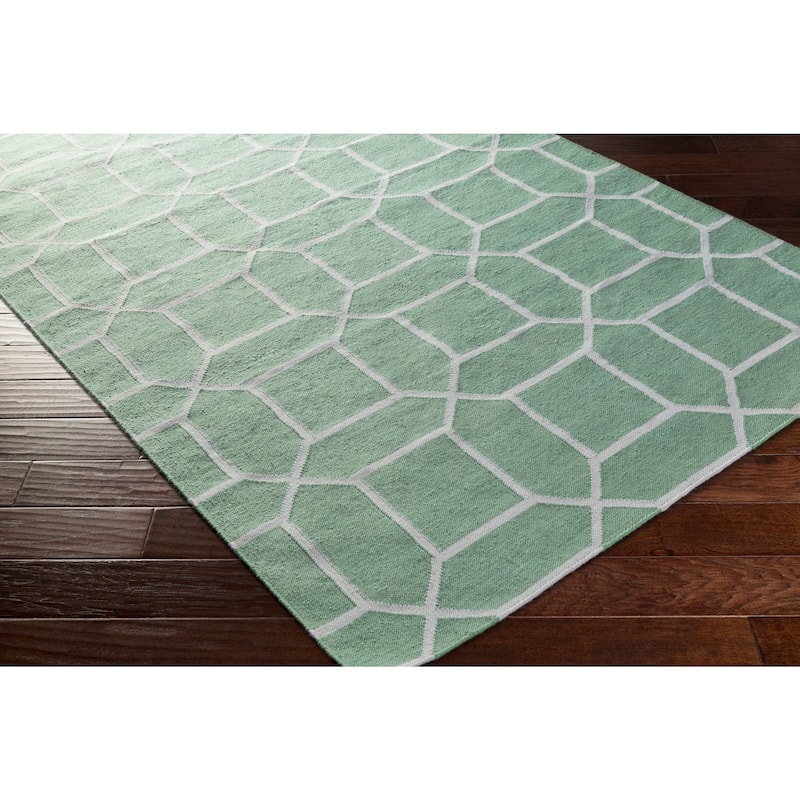 Hand-Woven Rodolfo Geometric Pattern Indoor/Outdoor Area Rug