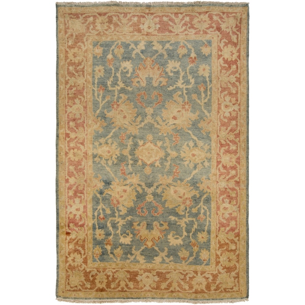 Hand-Knotted Sallie Border New Zealand Wool Area Rug