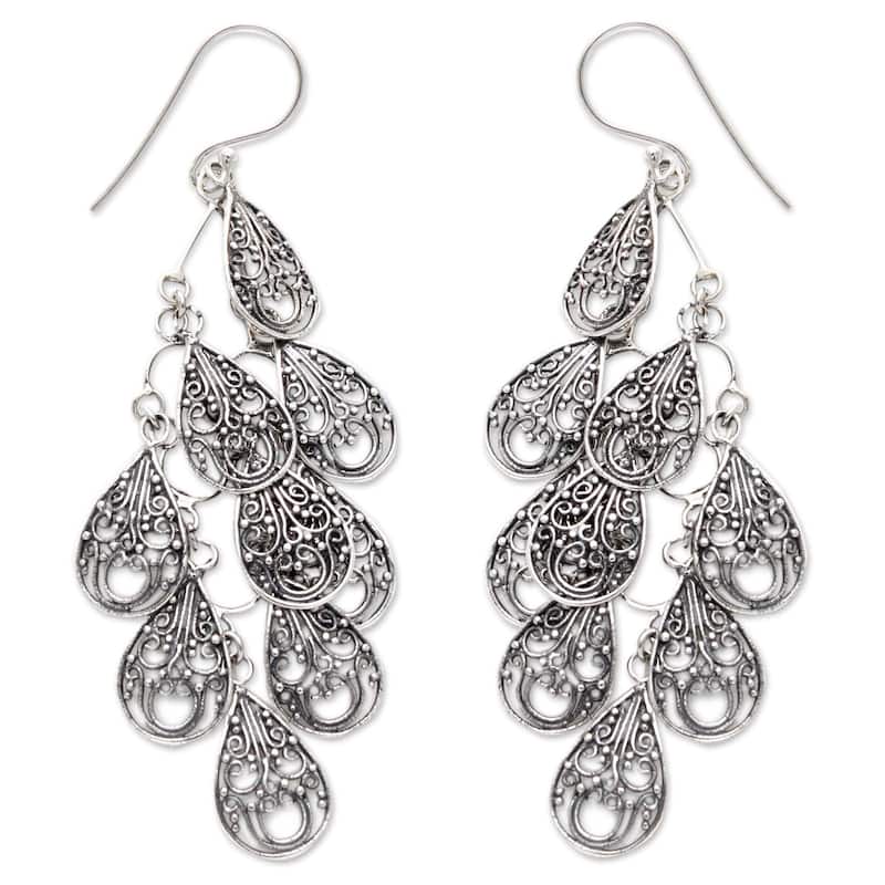Handmade Sterling Silver 'Raindrops' Earrings (Indonesia)