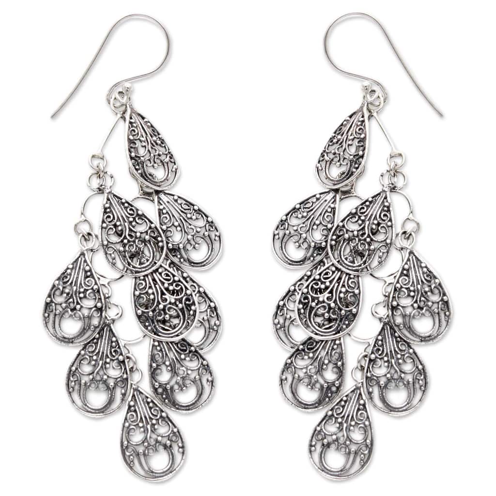 Handmade Sterling Silver 'Raindrops' Earrings (Indonesia)
