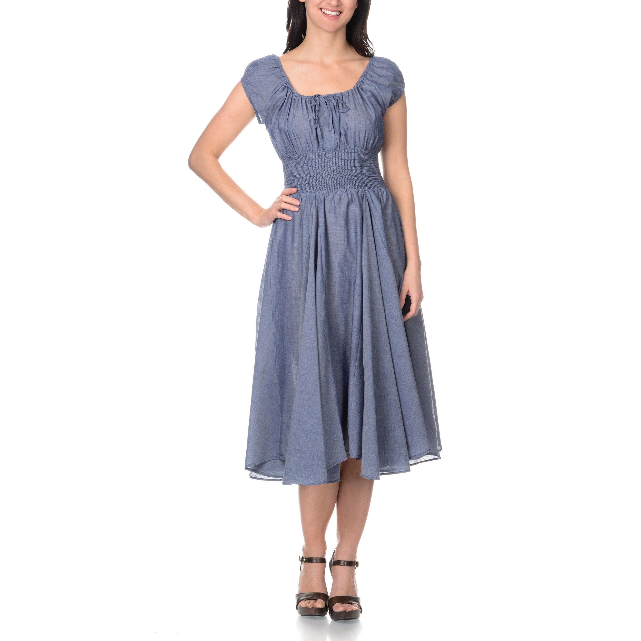 Chelsea & Theodore Women's Denim Peasant Dress - Overstock Shopping ...