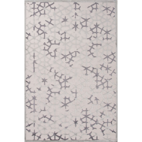 Breken Geometric White/ Grey Area Rug (9' x 12') - 8'10" x 11'9"