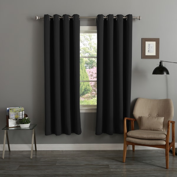 Aurora Home Silver Grommet Top Thermal Insulated 72inch Blackout Curtain Panel Pair  Free 