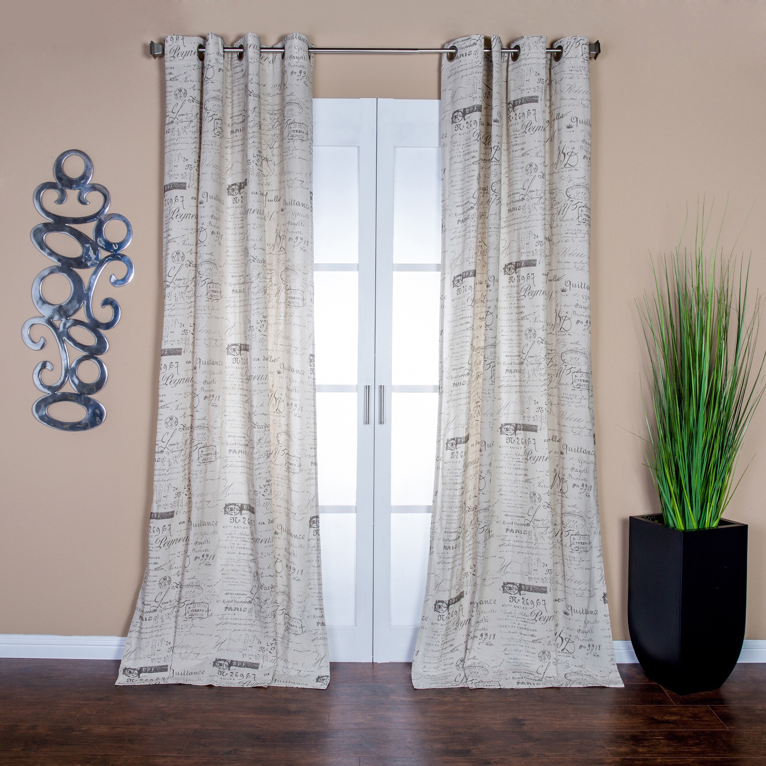 Shop Lambrequin Neutral Linen Script Panel Free Shipping Today