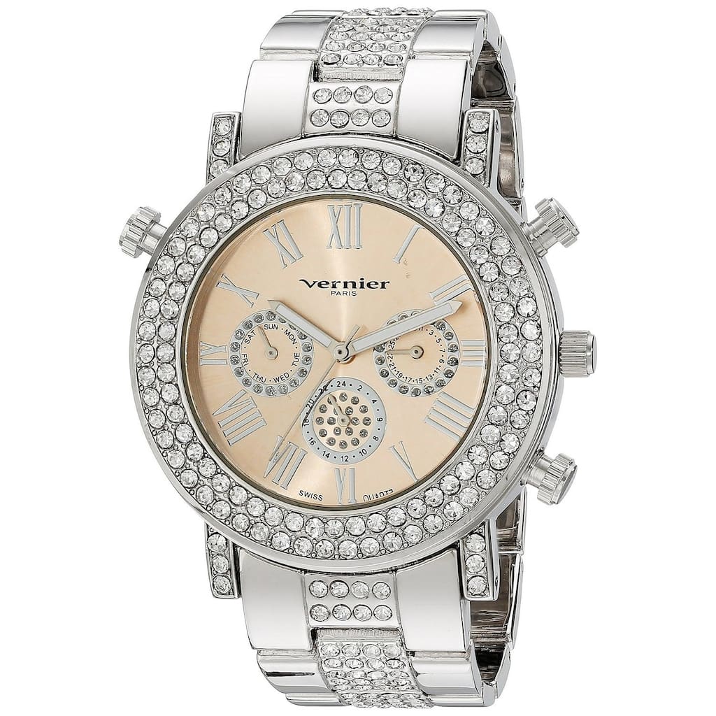 Vernier Paris Women's Multi-function Swiss Quartz Crystal Accent Watch