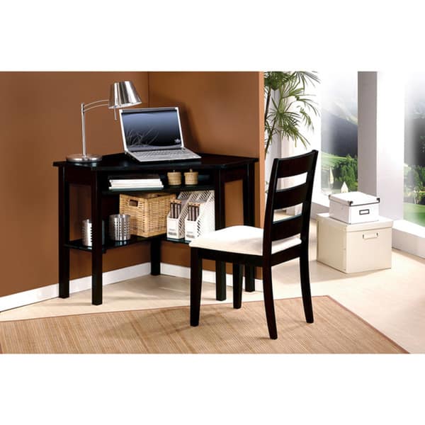 Shop Naco 2 Piece Black Corner Desk Chair Set Overstock 10006653