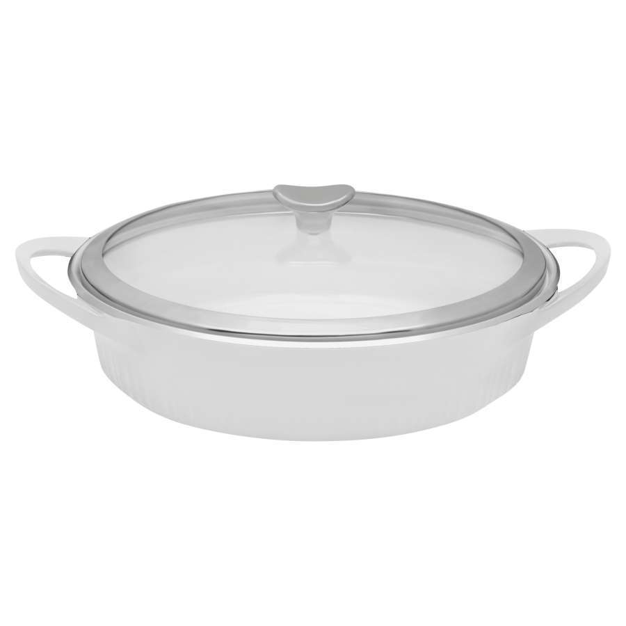 Corningware White Cast Aluminum 4-quart Dutch Oven Braiser with Glass Cover