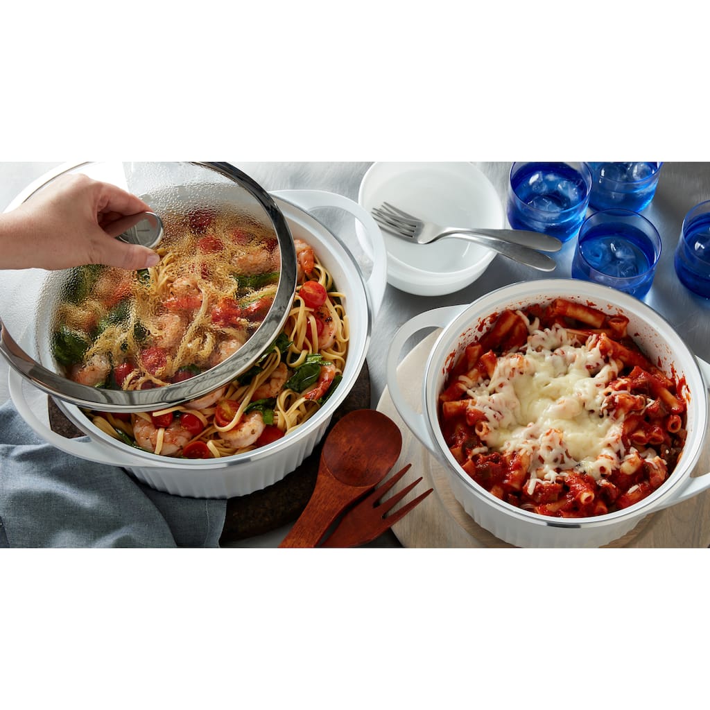 Corningware White 5.5-quart Cast Aluminum Dutch Oven with Glass Cover