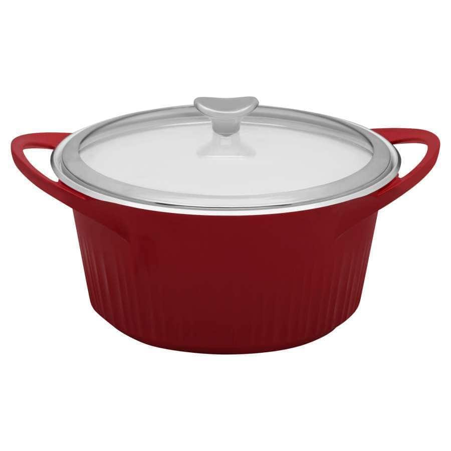 Corningware Red 5.5-quart Cast Aluminum Dutch Oven with Glass Cover