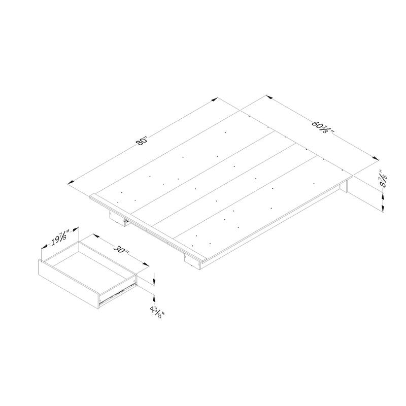 South Shore Holland Platform Bed with drawer