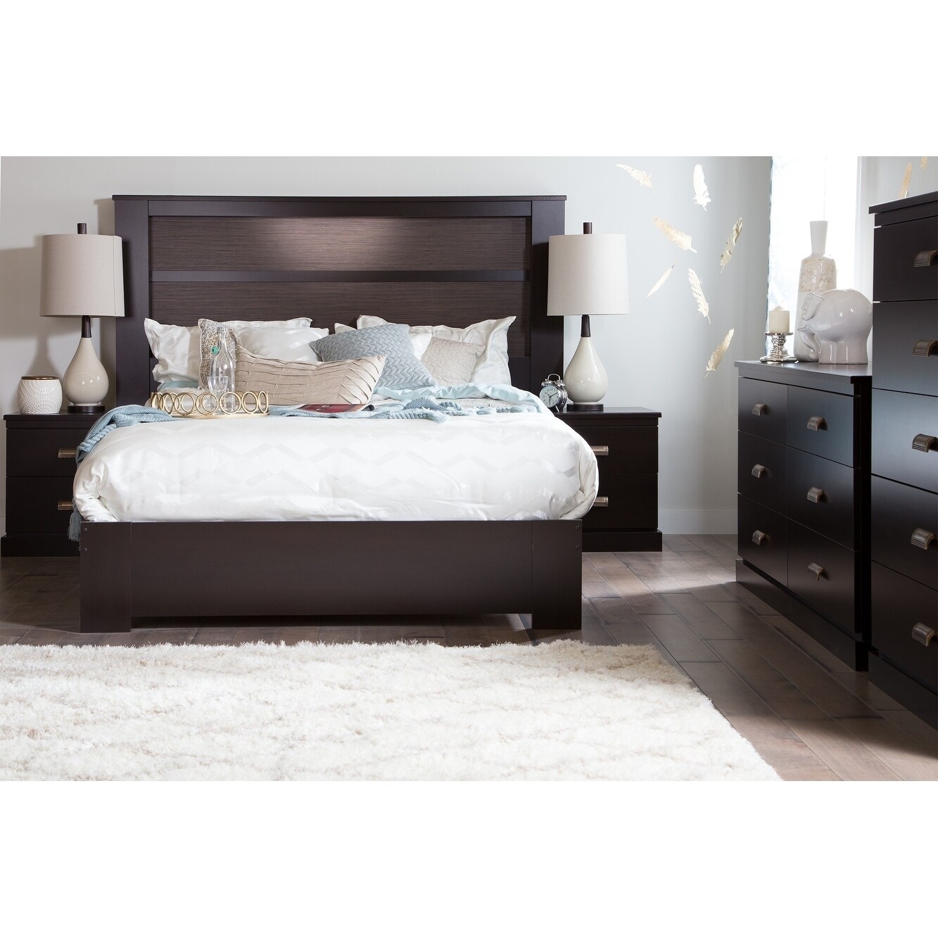 South Shore Gloria Platform Bed Overstock 10007096 Gray Maple