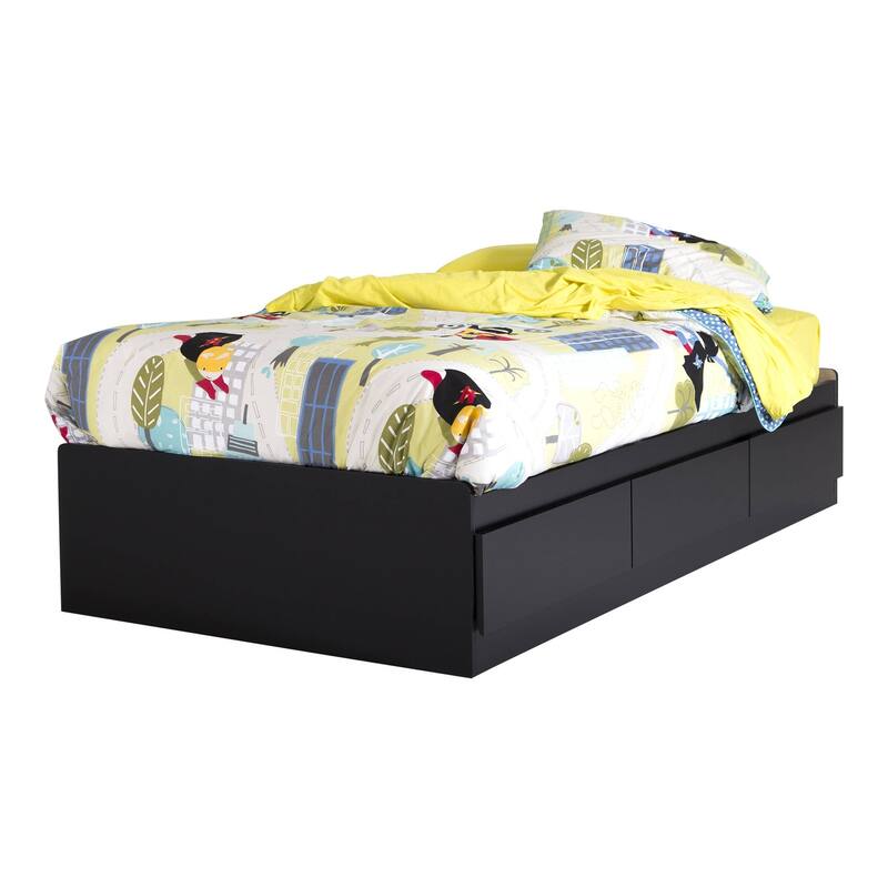 South Shore Vito Mates Bed with 3 Drawers - Black