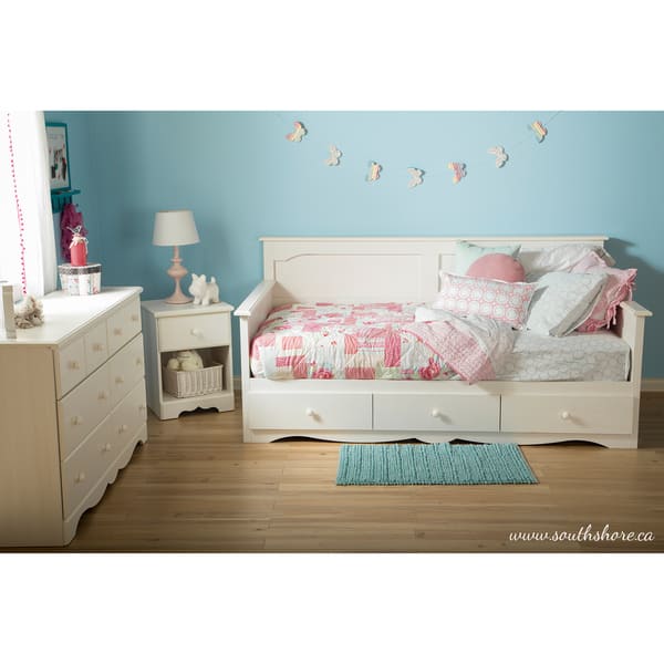 slide 9 of 10, South Shore Summer Breeze Twin Daybed with Storage White Wash