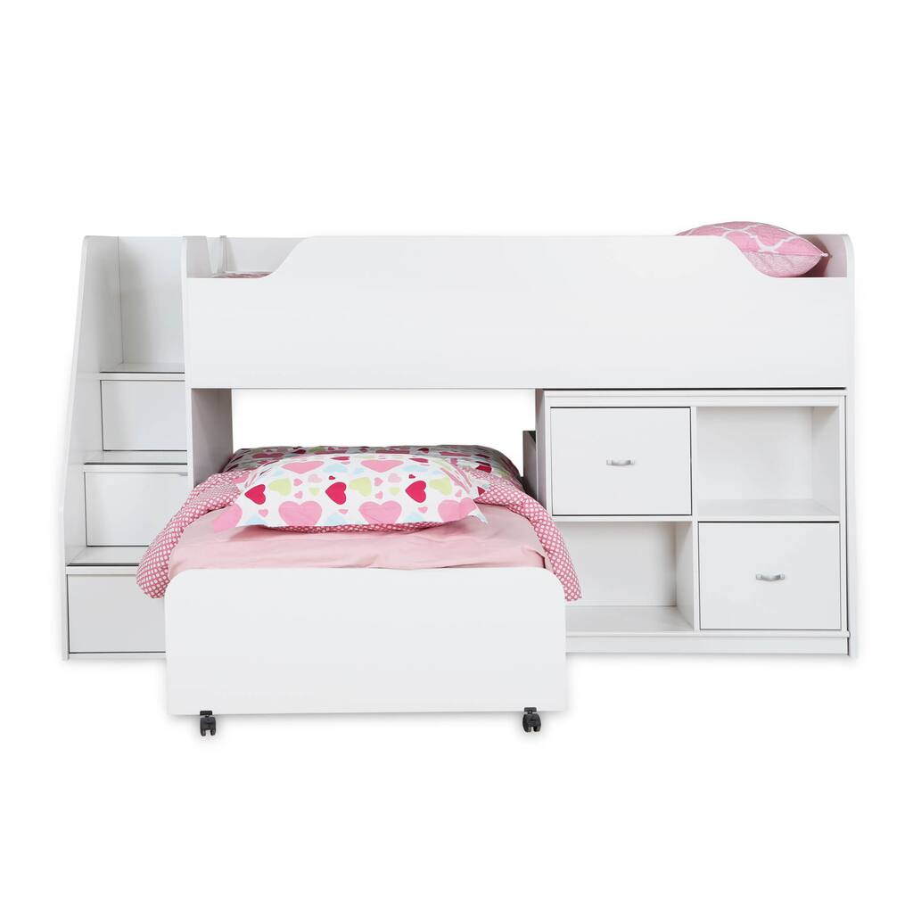 South Shore Mobby Twin Loft Bed with Trundle and Storage Unit