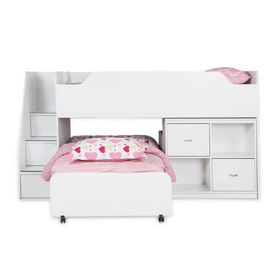 South Shore Mobby Twin Loft Bed with Trundle and Storage Unit