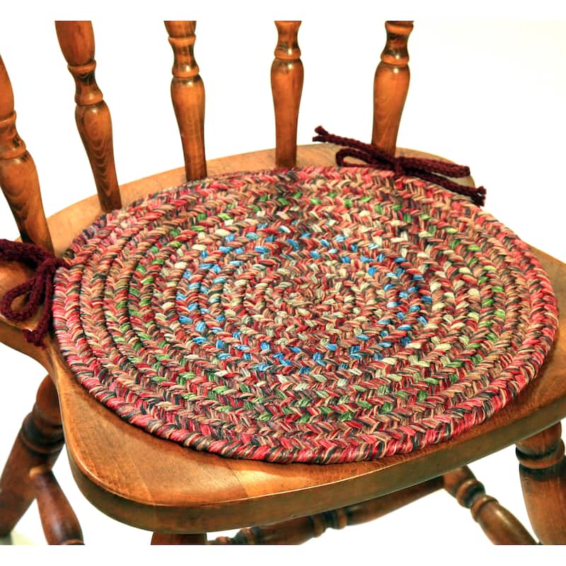 Rhody Rug Sophia Braided Reversible Chair Pads (Set of 4) - Burgundy
