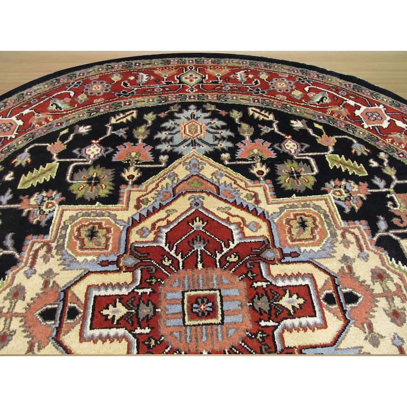 Hand-knotted Wool Navy Traditional Oriental Serapi Area Rug
