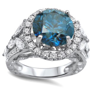 Noori 18k White Gold 2ct TDW Blue/ White Princess-cut Diamond Ring (F-G ...