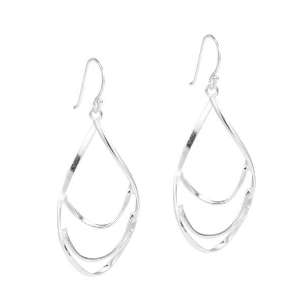 925 Sterling Silver Oval Wired With Twisted Drop Earrings