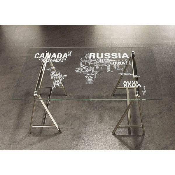 slide 2 of 4, Strick & Bolton Rolf Nickel World Map Office Desk