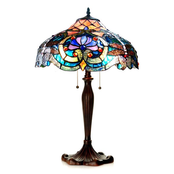 Chloe Tiffany Style Victorian Dragonfly Design 2 Light Dark Chloe Tiffany Style Victorian Dragonfly Design 2 Light Dark Bronze Table Lamp