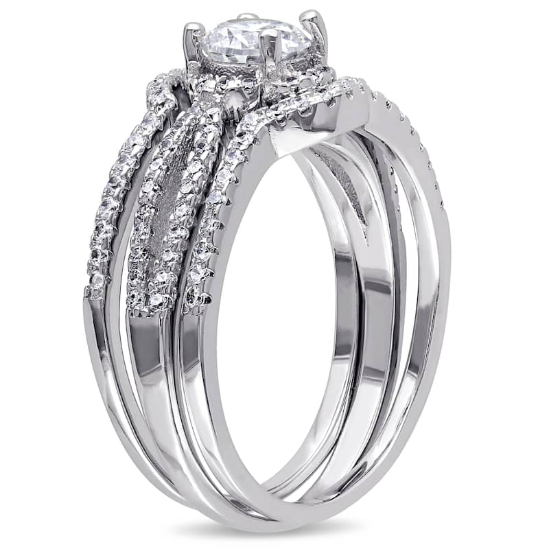 Miadora Sterling Silver Cubic Zirconia 3-piece Bridal Ring Set