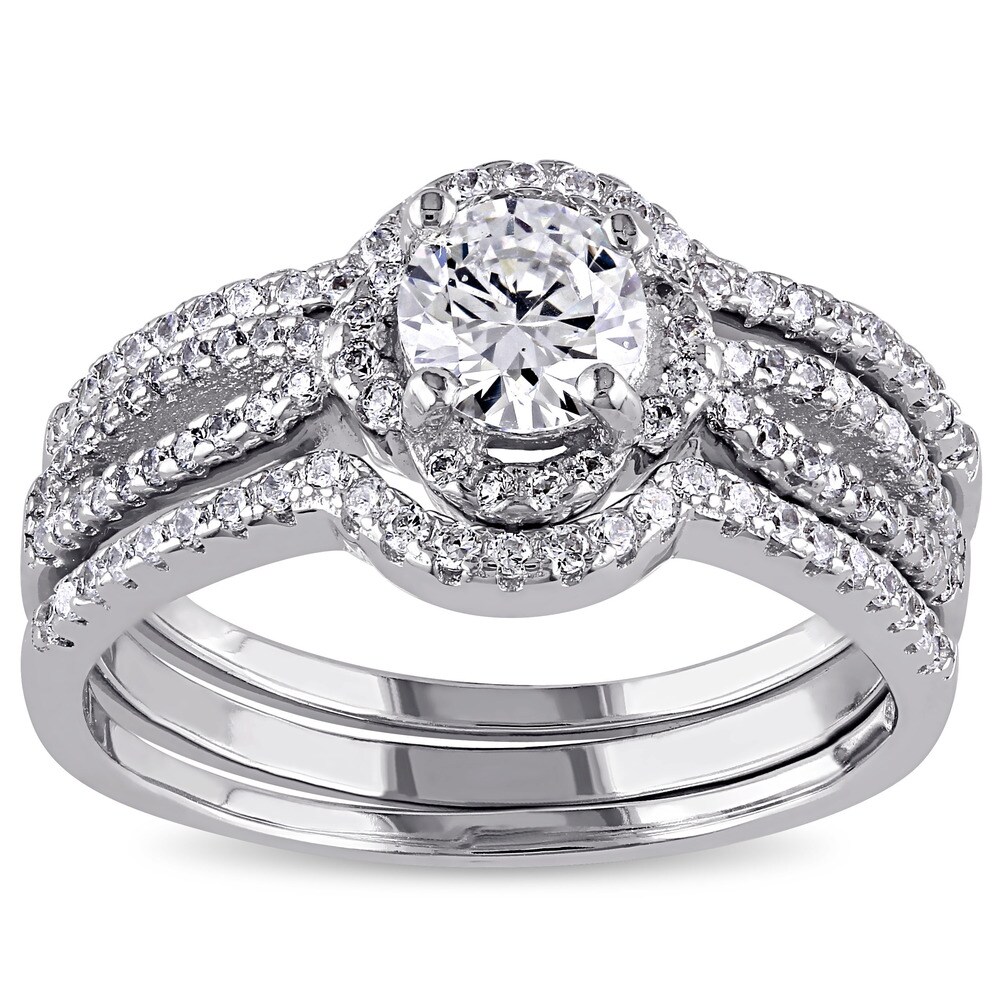 SUPRAONE 925 Sterling Silver Bridal Sets CZ Wedding Rings Shining Engagement Ring Set for Women Size 6