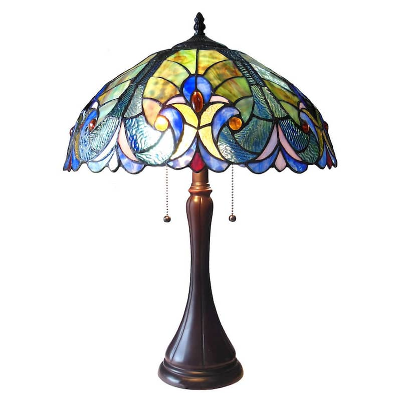 Tiffany Style Victorian Design 2-light Dark Bronze Table Lamp