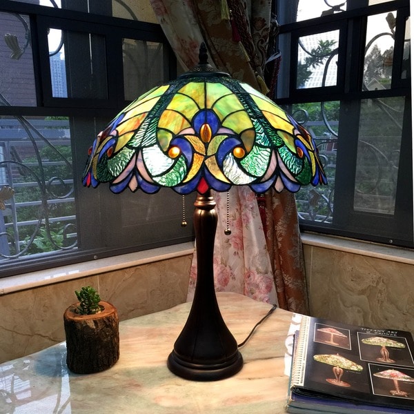 Chloe Tiffany Style Victorian Design 2-light Dark Bronze Table Lamp