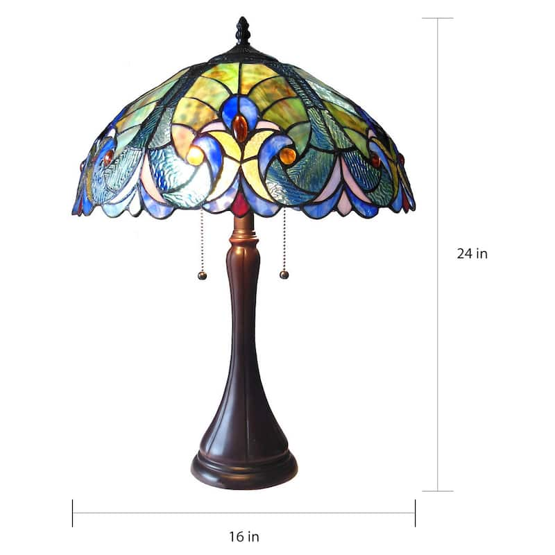 Tiffany Style Victorian Design 2-light Dark Bronze Table Lamp