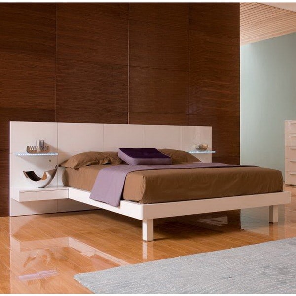 Shop Tuscany White Bed with Built-in LED Nightstands - Free Shipping ...