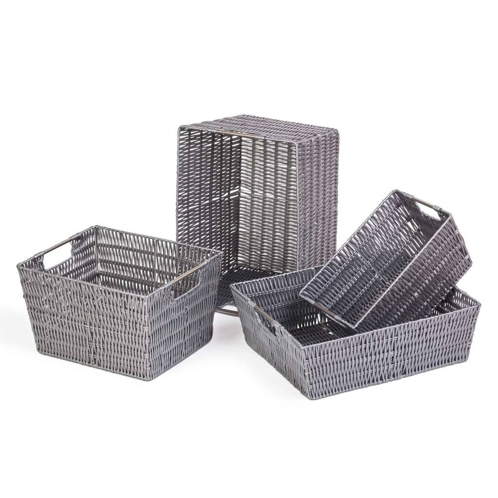 Storage Woven Baskets Set of 4, Gray