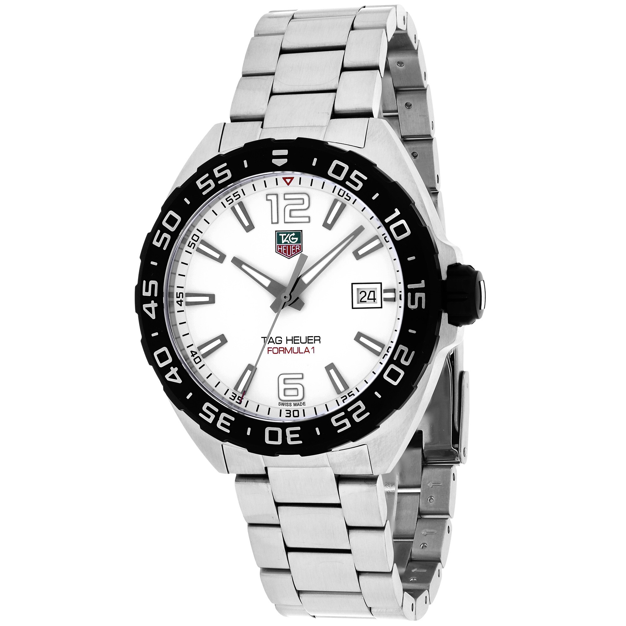 Shop Tag Heuer Men S Waz1111 Ba0875 Formula 1 Round Silvertone Bracelet Watch Overstock 10009495