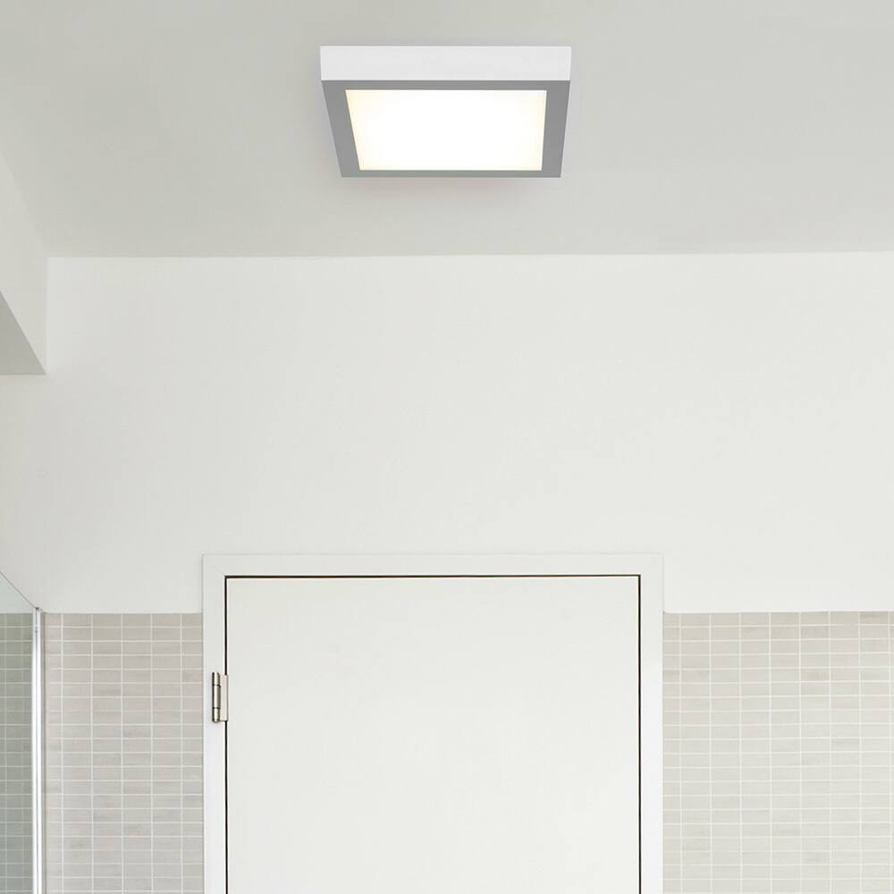Access Lighting Strike LED Square 10-inch Flush Mount, Silver