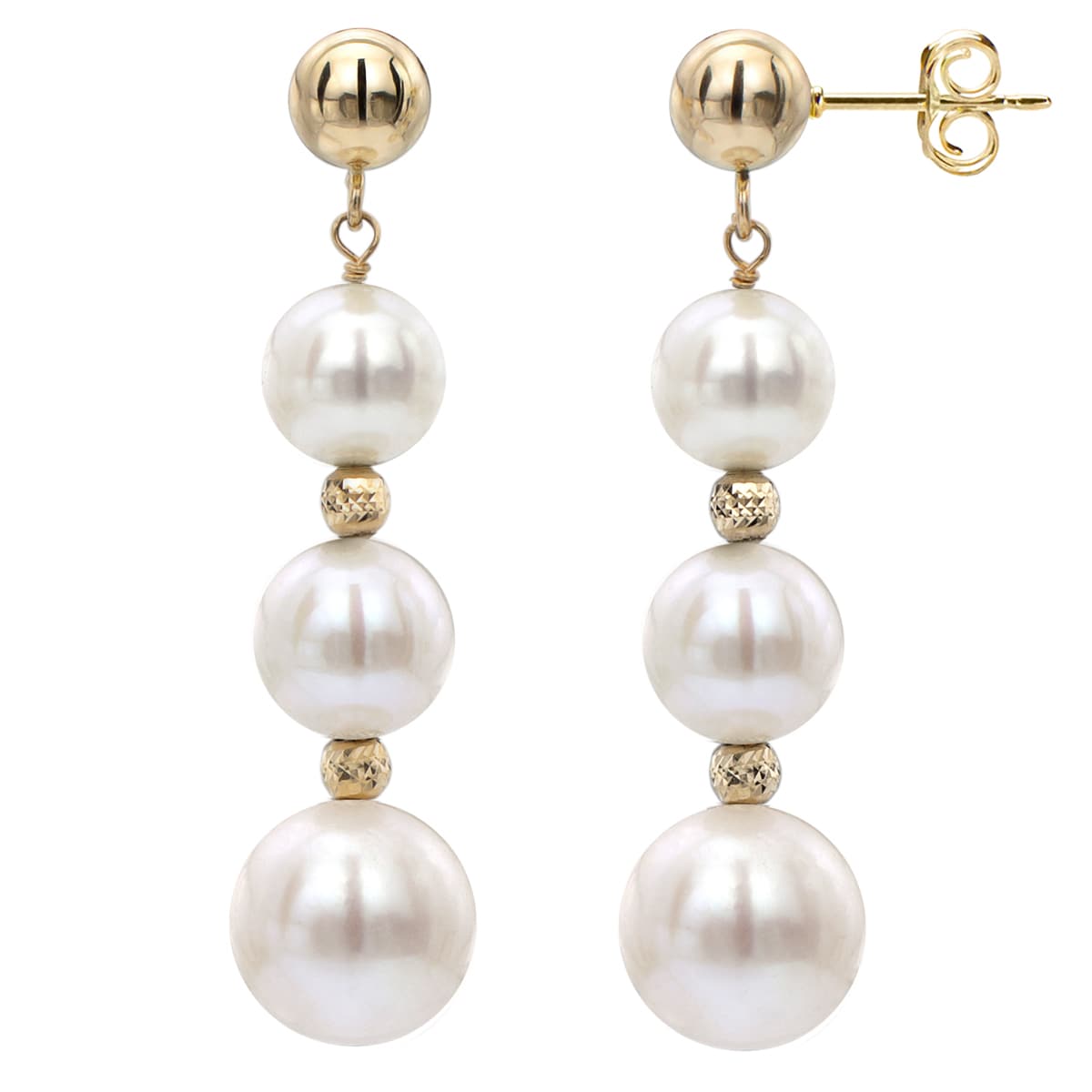 DaVonna White Freshwater Graduated Pearl and Beads Dangle Earring
