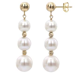 Dangling Gold Earrings For Less Davonna White Freshwater Graduated Pearl And Beads Dangle Earring