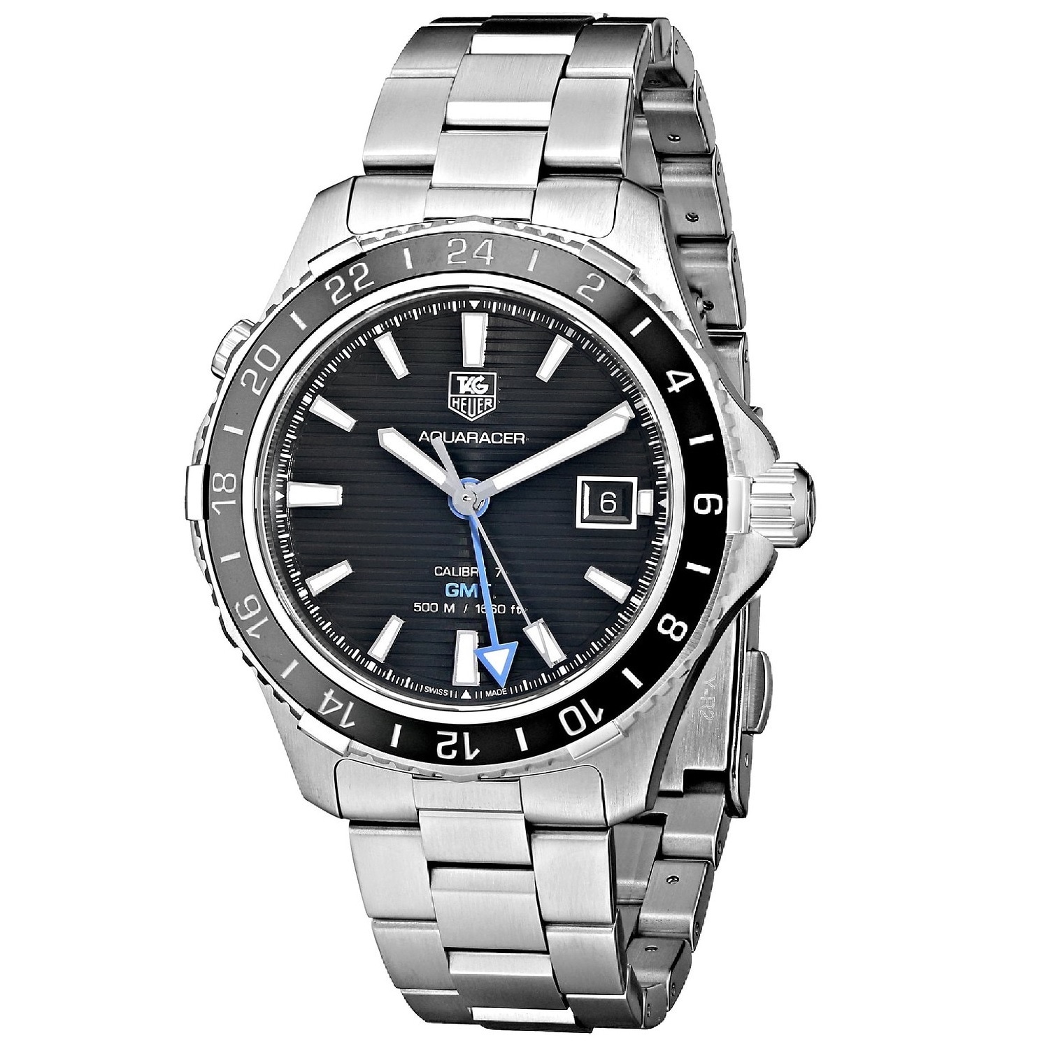 Tag Heuer Mens WAK211A.BA0830 Aquaracer Calibre 7 GMT Stainless