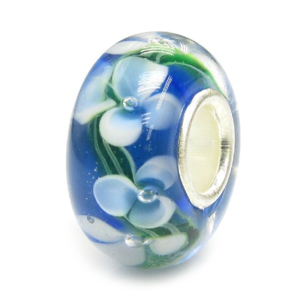 Queenberry Sterling Silver Assorted Green Swirl Murano Lampwork Glass
