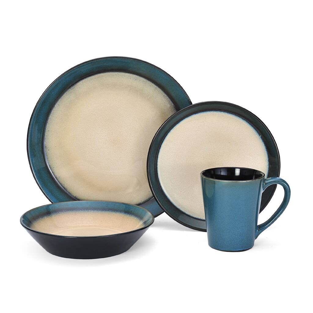 Pfaltzgraff Everyday Aria Teal Stoneware 16-piece Dinnerware Set