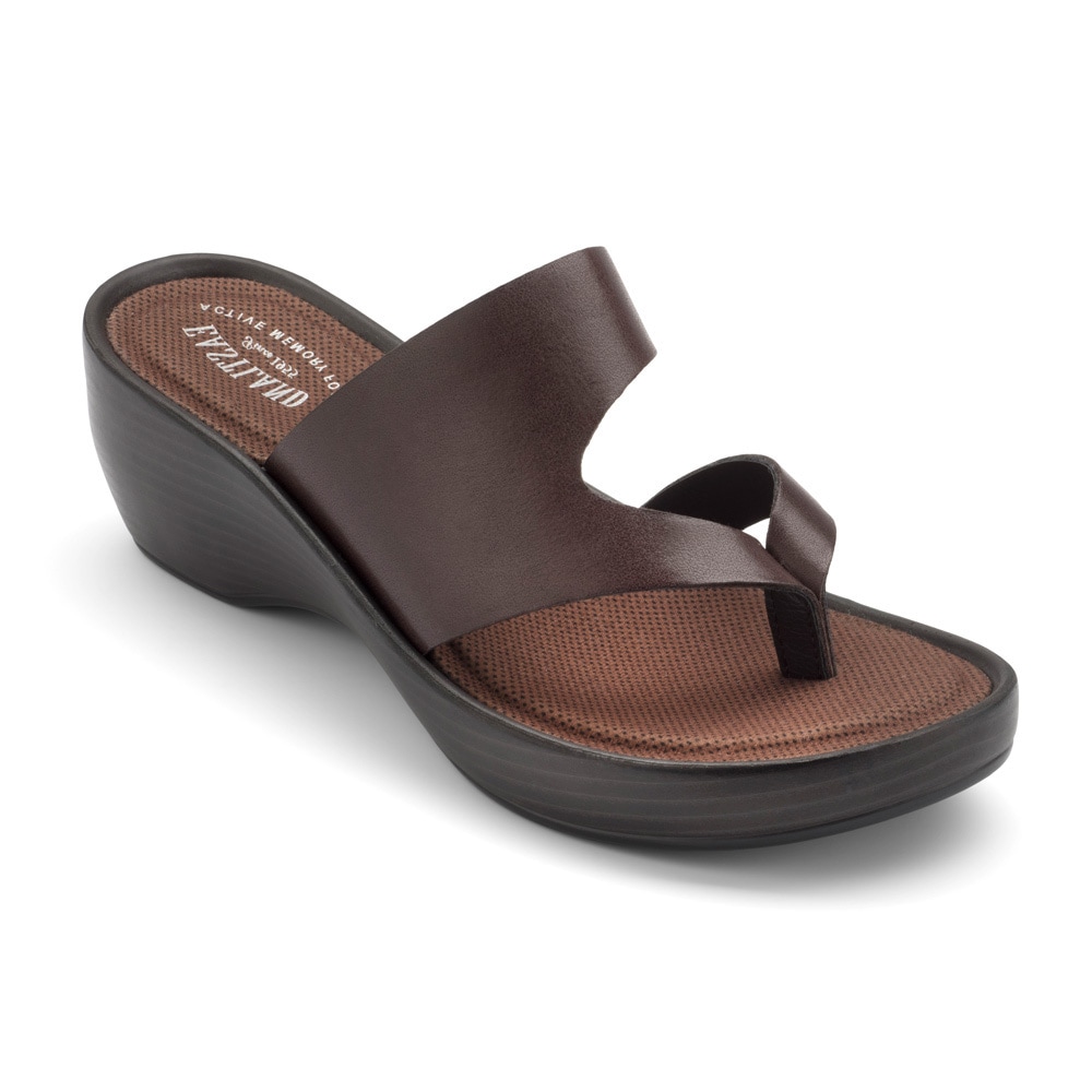 Eastland Womens Laurel Leather Low wedge Thong Sandals  