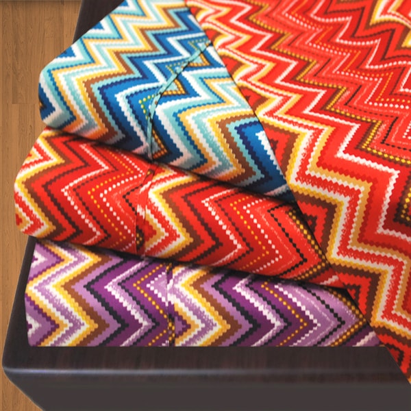 Superior Wrinkle Resistant Zig-Zag Deep Pocket Microfiber Sheet Set