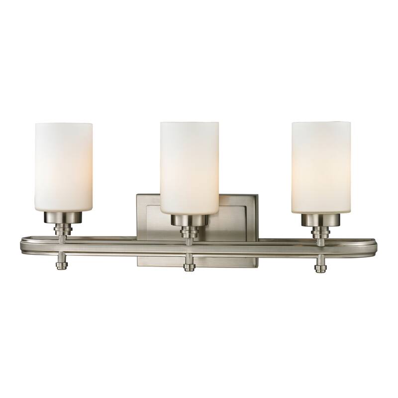 Elk Home Dawson Brushed Nickel With White Glass 3 Light Vanity Light - 3 light